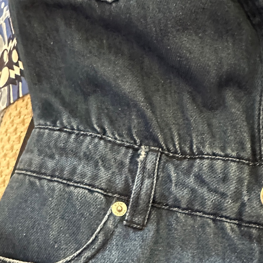 Steve Madden Dark Blue Denim Maxi Skirt with Front Slit - Picture 16 of 16